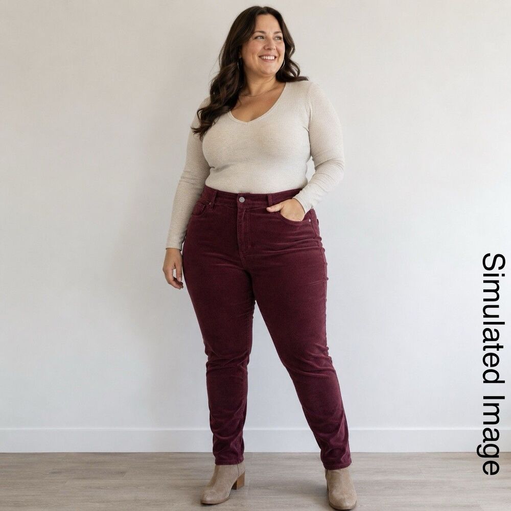 KUT From The Kloth Diana Fab Ab Skinny Corduroy Pants Womens 14 Burgundy